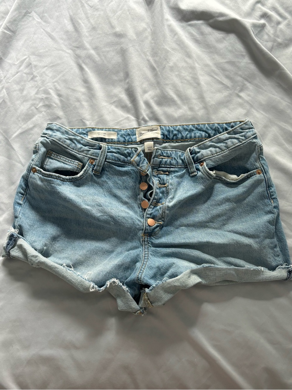 Universal Thread Light Blue Button-Fly Denim Shorts